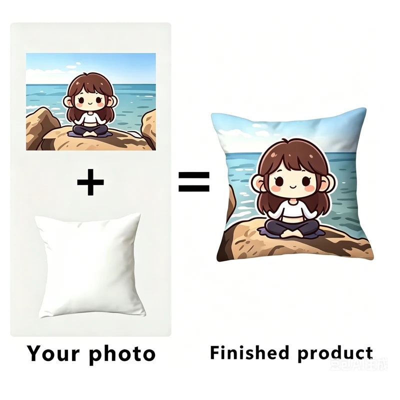 Custom Photo Cushion Cover Personalized Logo Pillow Sofa Car Seat