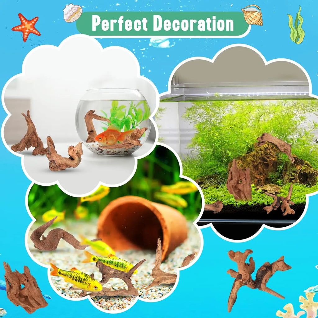 3/6PCS Natural Small Driftwood for Aquarium Decor Fish Tank Decorations Decor Assorted Driftwood Branch Reptile Tank Wood Decor Zpaxo