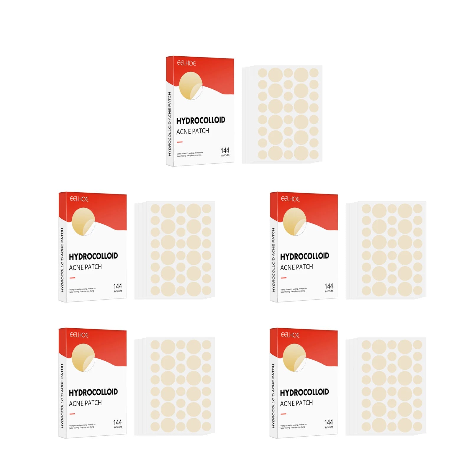 Hydrocolloid Acne Patches 144pcs | Invisible Pimple Spot Treatment Acne Pimple Patches Zpaxo 5 x 144pcs Boxed