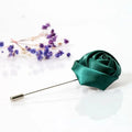 Men Boutonnieres for Wedding Groom Corsage Lapel Pins Ribbon Roses Flower Mensuit Buttonhole Brooch Marriage Accessories Zpaxo Emerald green