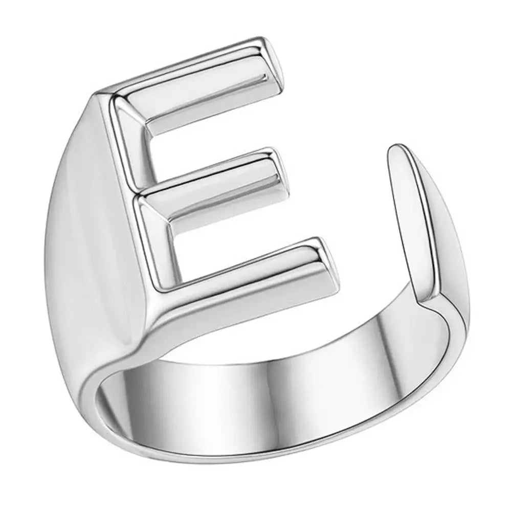 1PC High-end Fashion Hollow A-Z Letter Adjustable Opening Ring Alphabet Party Rings Jewelry Gift For Women Кольца JR21003 Zpaxo E