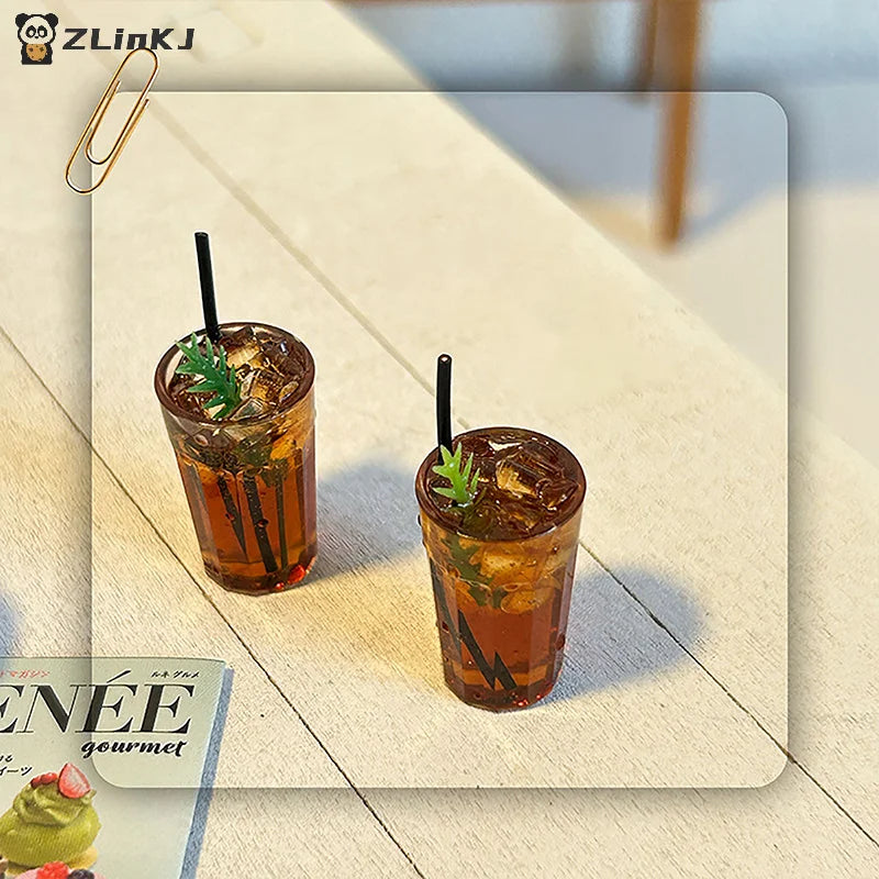 ▶1Pc Miniature Cafe Toy Decoration Model Mini Drink Iced American Latte Play House For Dollhouse Accessories Zpaxo