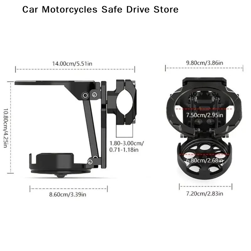 CM1Pcs Motorcycle Cup Holder Foldable Motorbike Handlebar Support