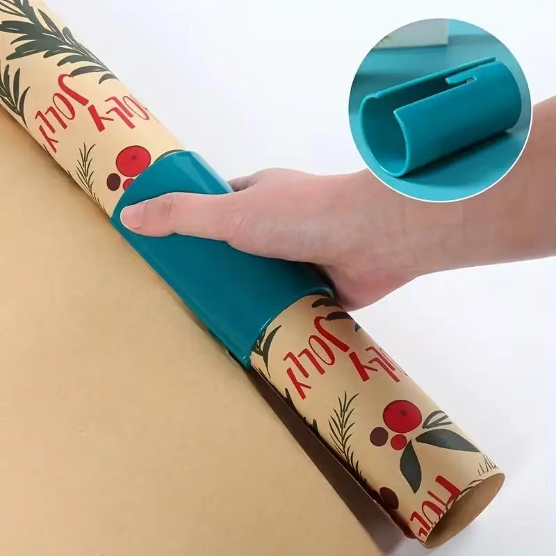 2pcs Christmas Paper Cutter: Manual Plastic Wrap Tool for Gift Wrapping, No Battery Needed. Zpaxo