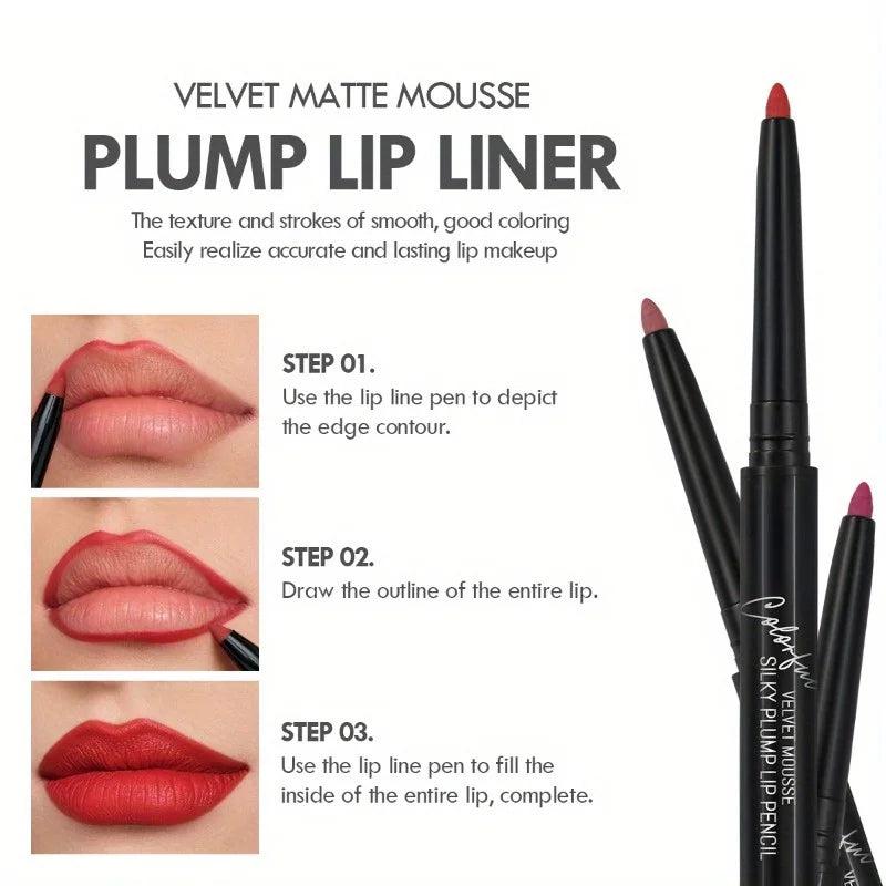 Lips Velvet Matte Lip Liner Pencil Waterproof Lasting Lipstick Zpaxo