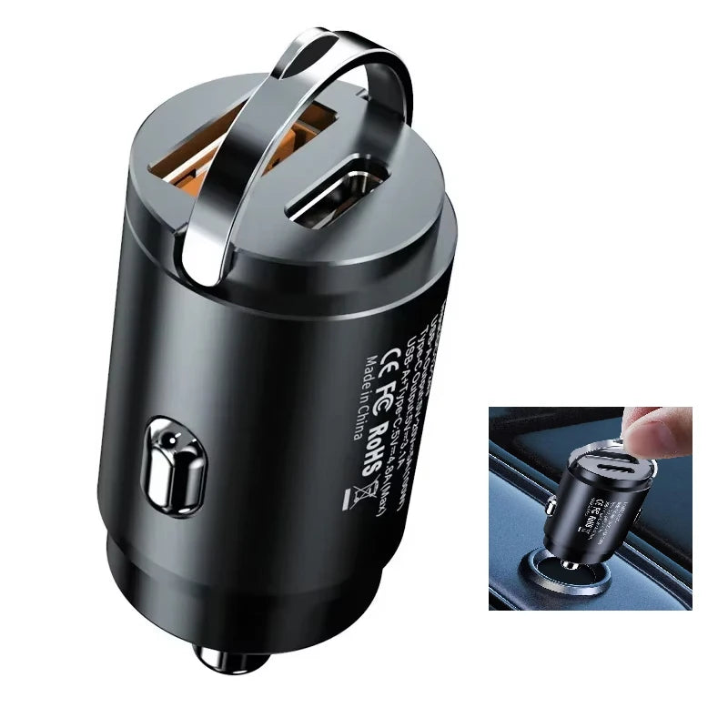200W Mini Car Charger Fast Charging USB Cigarette Lighter Adapter
