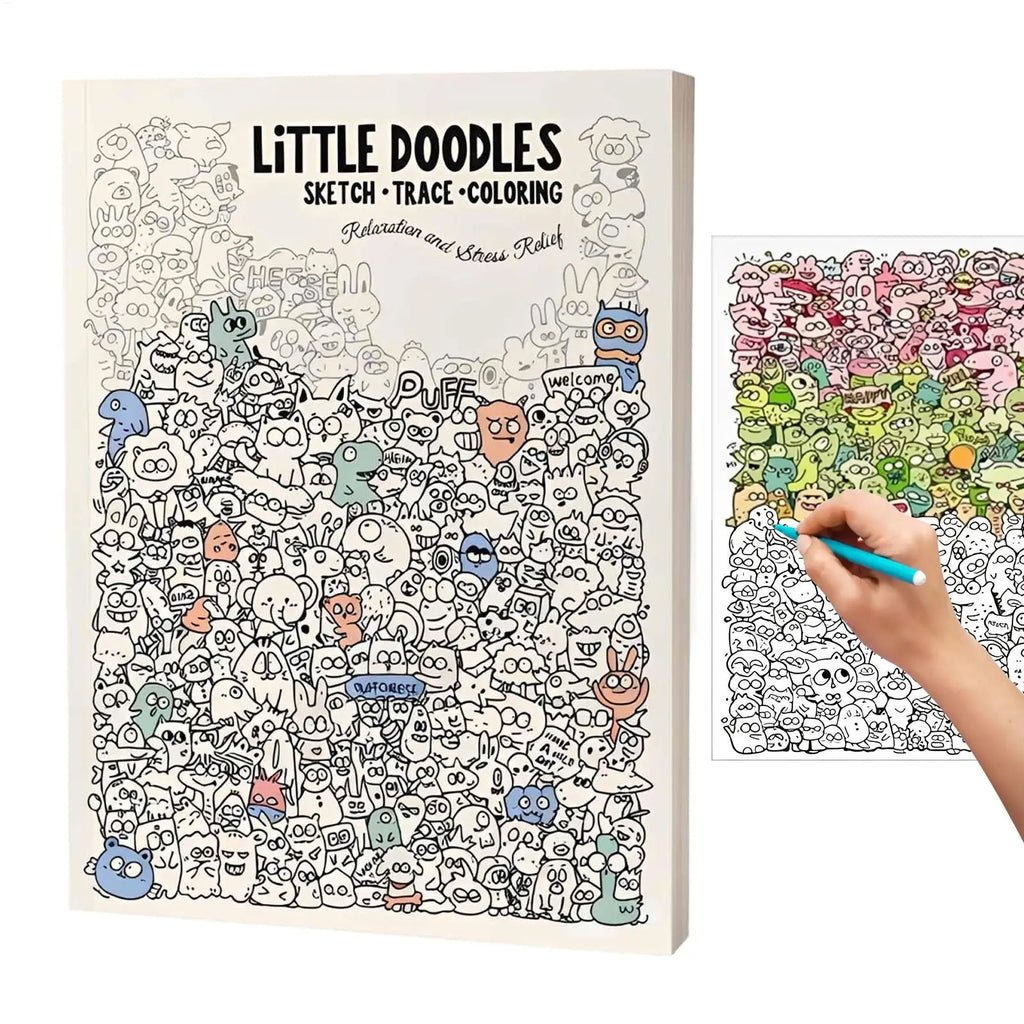 Doodle Art Coloring Book 30 Pages Digital Line Tracing Aesthetic Cute
