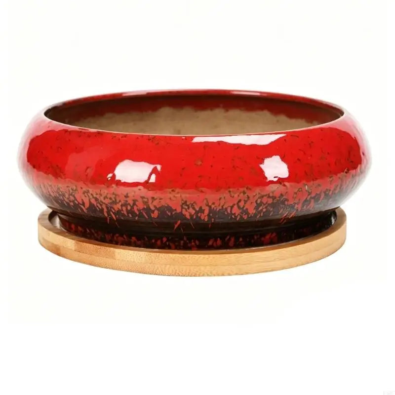 Succulents Bowl Planter Water Planting Container Ceramic Leakproof Spacious Bowl Planter For Indoor Outdoor Succulents Zpaxo Red CN NOHOLE1