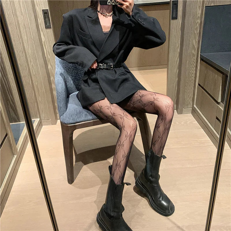 Classic Lolita Hollowed Out Lace Mesh Stockings Bottomed Pantyhose