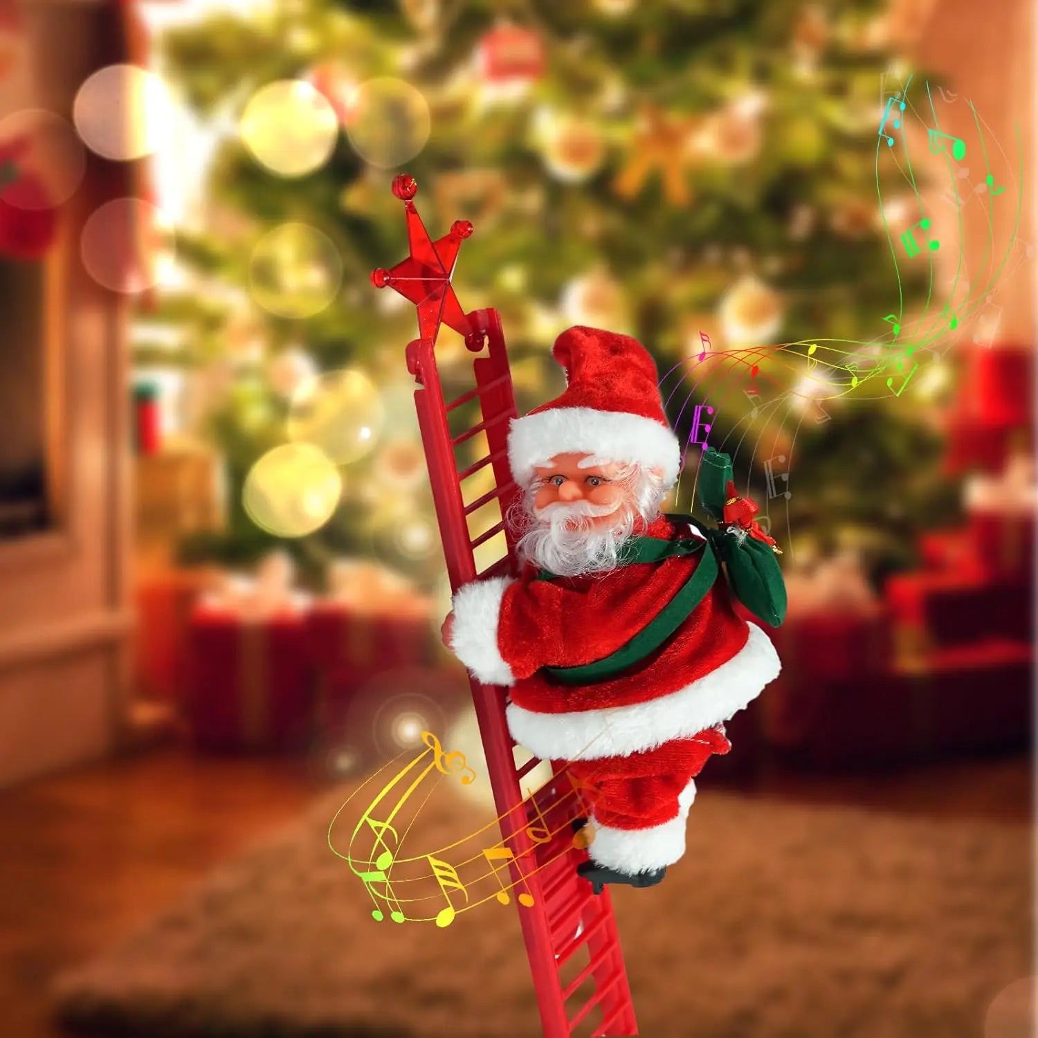 Electric Climbing Santa Decoration Beaded Christmas Figure Automatic