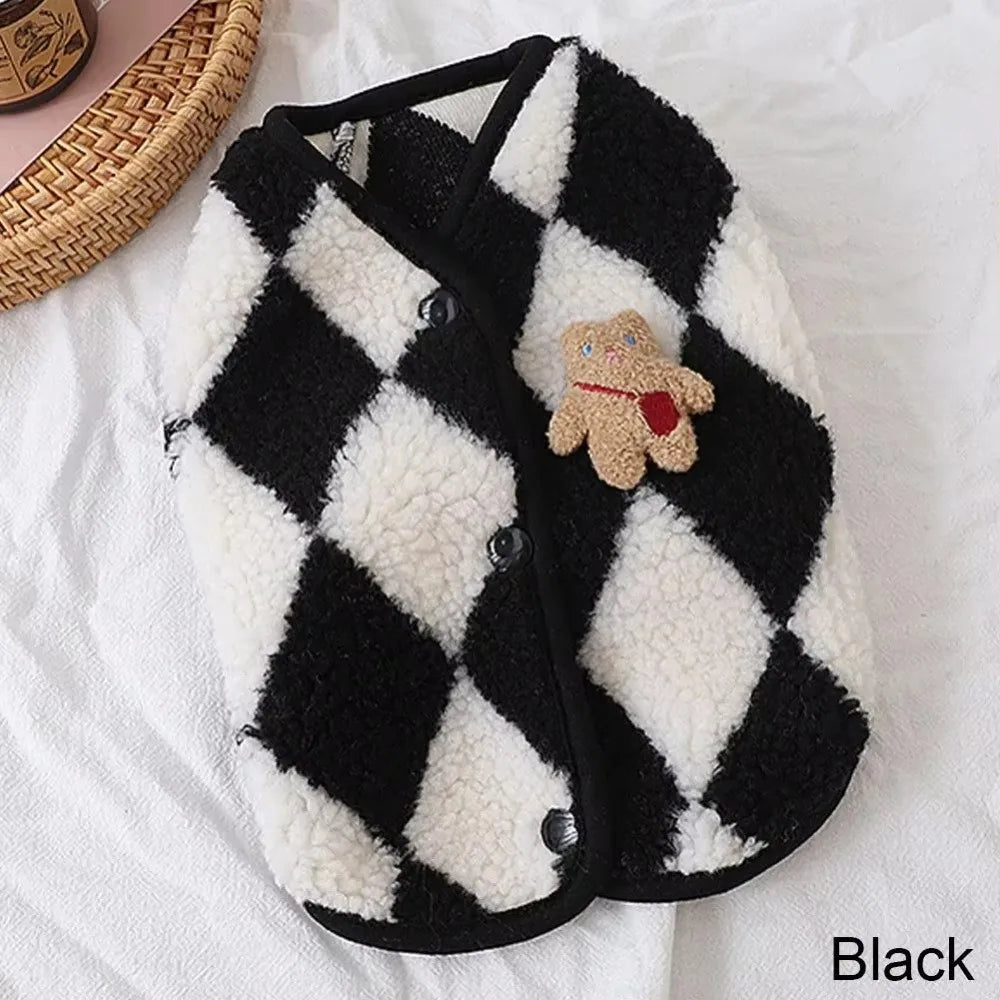 Plaid Fleece Dog Vest Coat – Winter Outfit for Small Dogs Dog Vest Coat Zpaxo