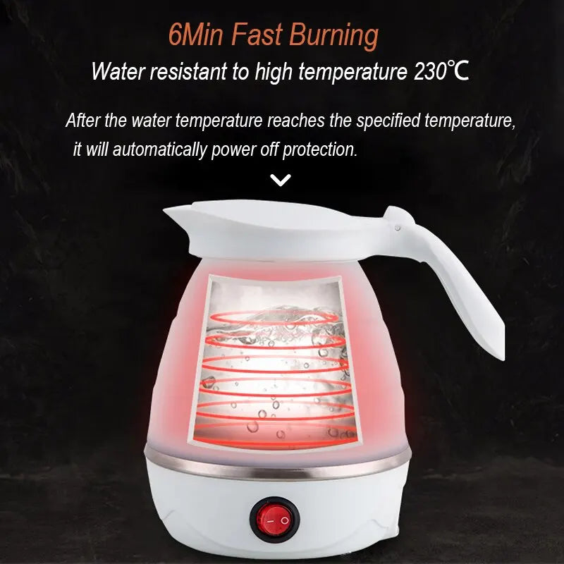 Foldable And Portable Teapot Water Heater 600ML Household Travel Electric Water Kettle 220V Kitchen Appliances Water Boiling Pot Zpaxo