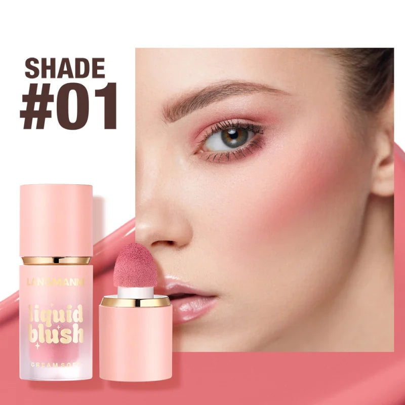 6-Color Matte Liquid Powder Blusher Easy to Apply Durable Waterproof Powder Blusher Sponge Brush Head Zpaxo