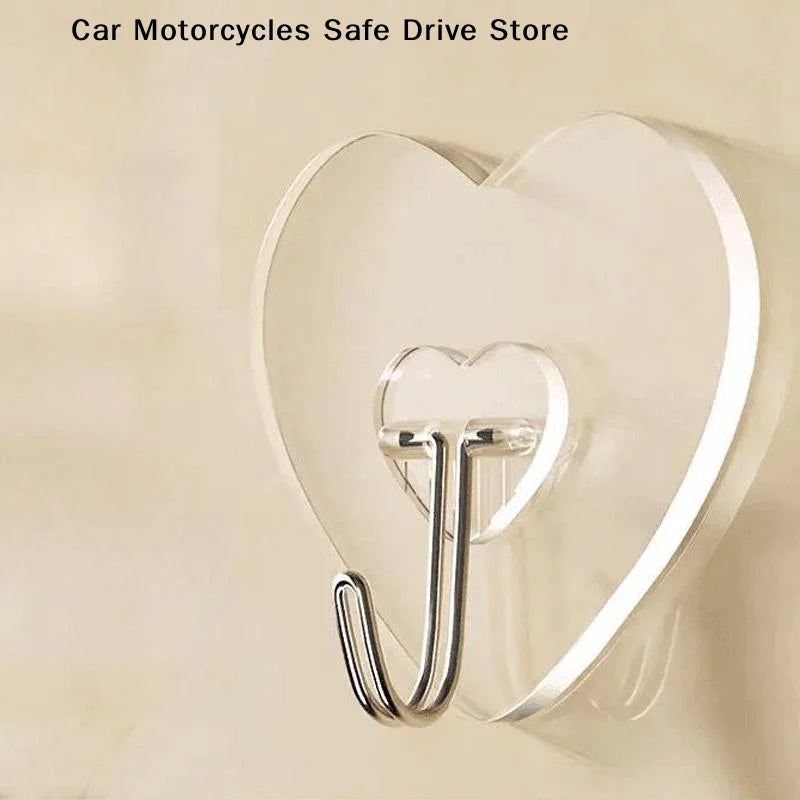 M20 40 60pcHeart Shape Transparent Hooks Non Punching Plastic Love