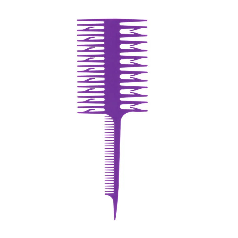 3 in1 Professional Hair Comb Hair Dyeing Highlight Brush Fish Wide Tooth Zone Comb Barber Hairdressing Salon Hair Styling Tool Zpaxo Purple