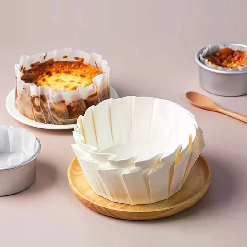 Baking Oil Proof Edge Paper Disposable Release Mousse Cake Paper Basque Cheesecake Oil Paper Tray Foldable Cake Mold Zpaxo