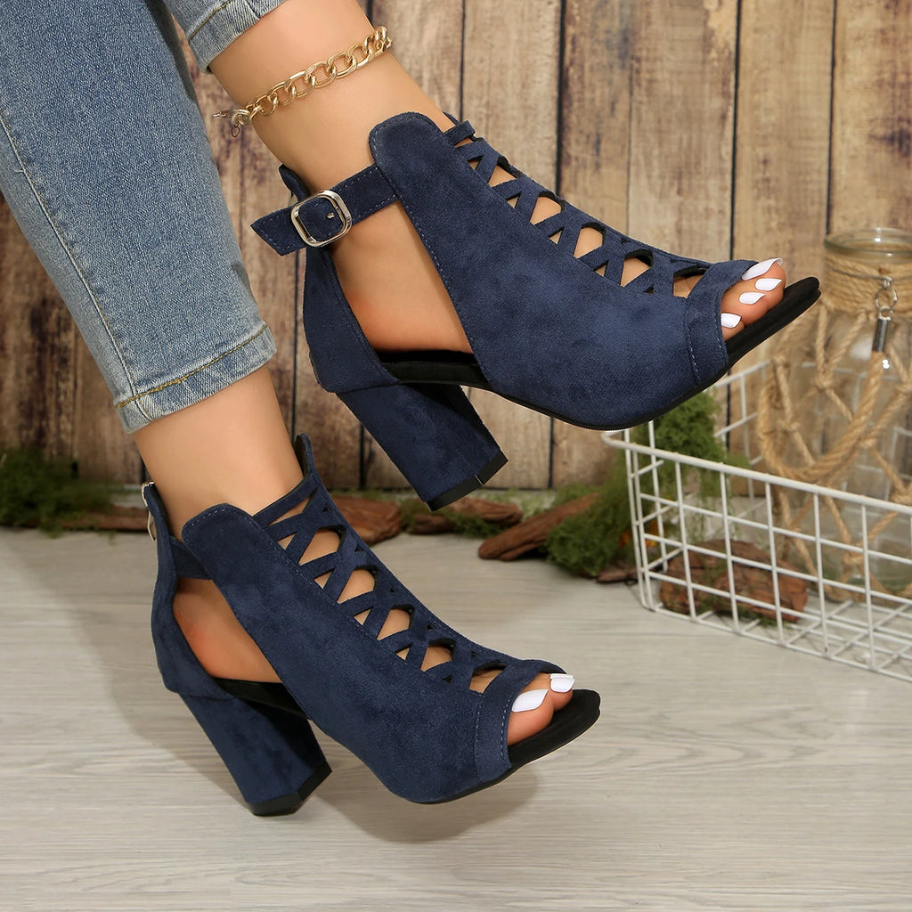 Women Elegant Sandals 2025 Thick Heel Chunky Heels Shoes Open Toe Zpaxo