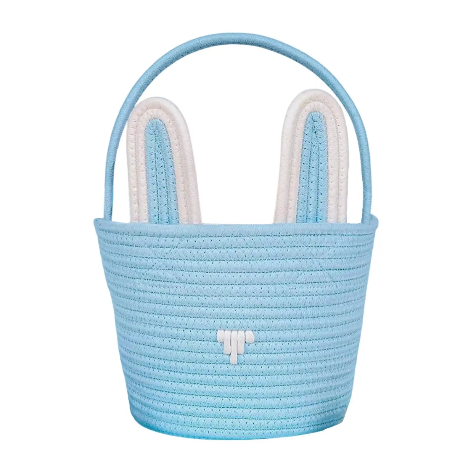 Easter Bunny Basket for Kids – Woven Cotton with Rabbit Ears Easter Gift Basket Zpaxo Blue