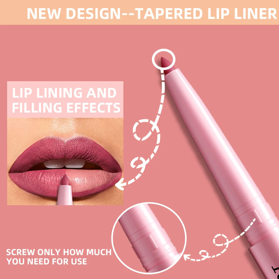 Waterproof Matte Lip Liner Contours Lips Shades Sexy Red Lipstick