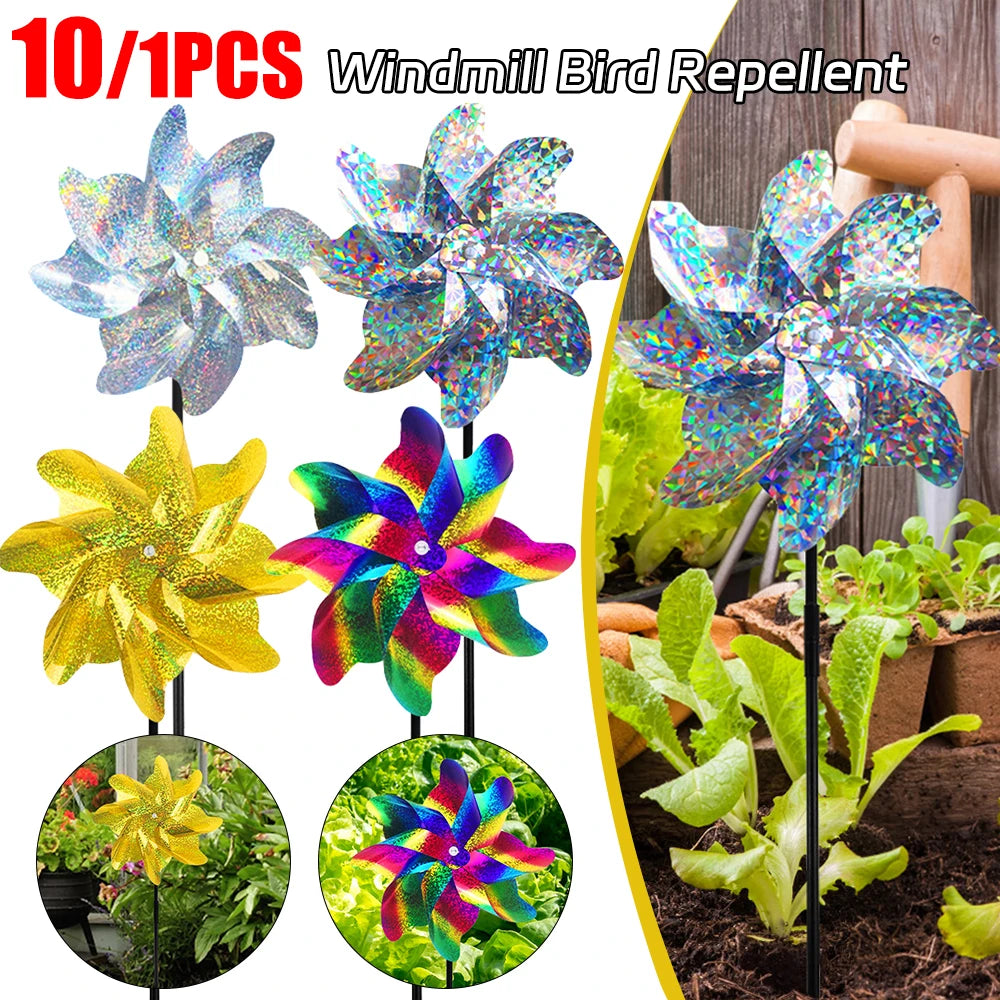 2 Windmill Bird Repellent Garden Decorations Colorful Wind Spinner Zpaxo