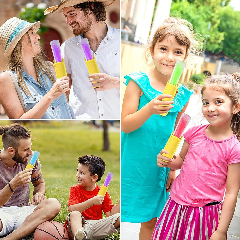 24Pcs Reusable Ice Pop Sleeves Popsicle Bags Antifreezing Ice Pop Holder Freezer Pop Holders Zpaxo