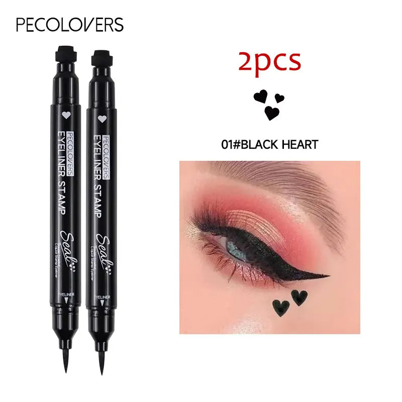 Star Liquid Eyeliner Black Moon Stamp Eye Liner Pencil 2 in 1 Waterproof Long-lasting Easy Applying Eye Eyeliner Pen Makeup Zpaxo 01-2pcs