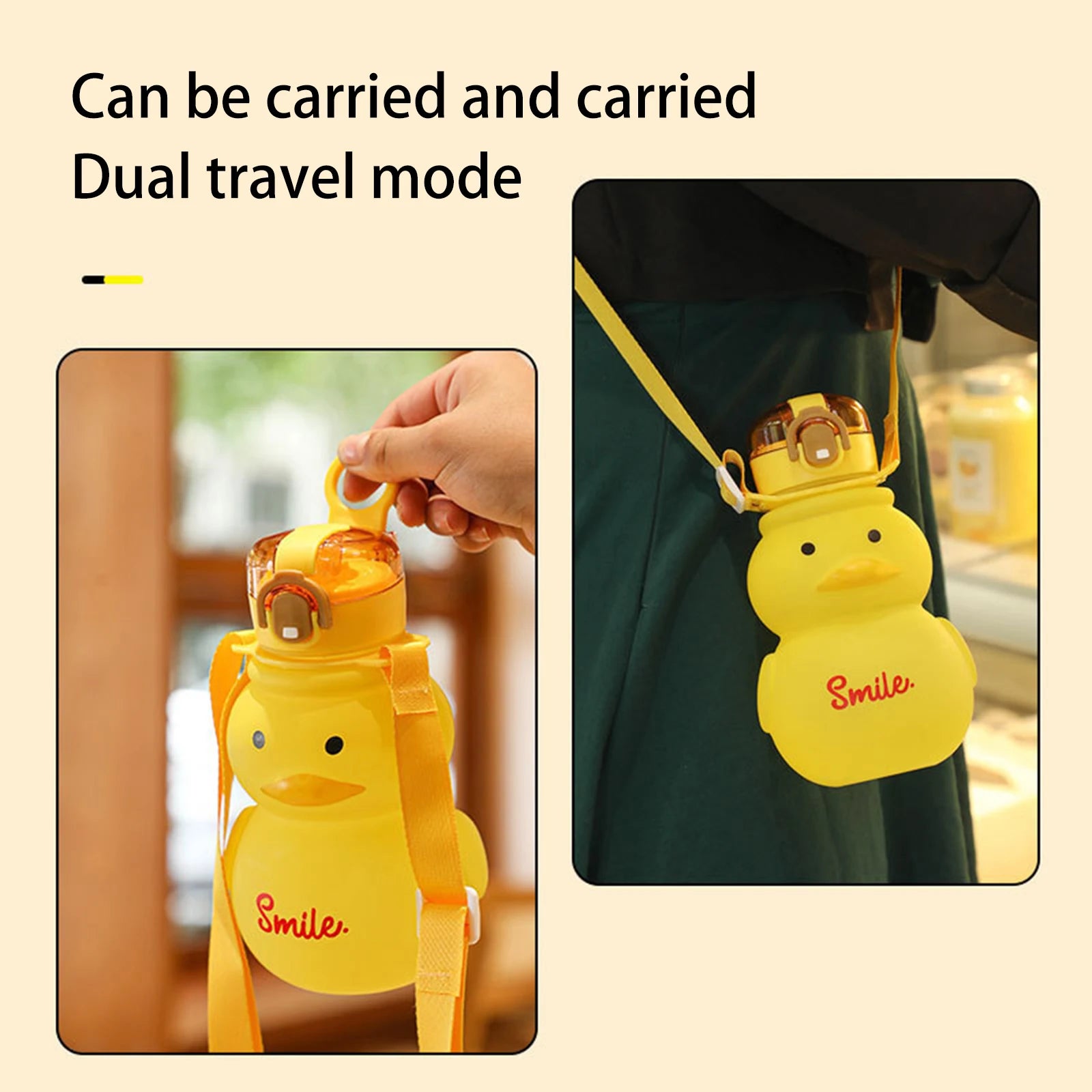 Cute Water Bottle Girls Straw Portable Children's Kawaii Duck Kettle