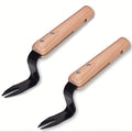 Premium Handheld Weeder Tool Durable Metal Fork Wooden Handle Easy Zpaxo 2pcs