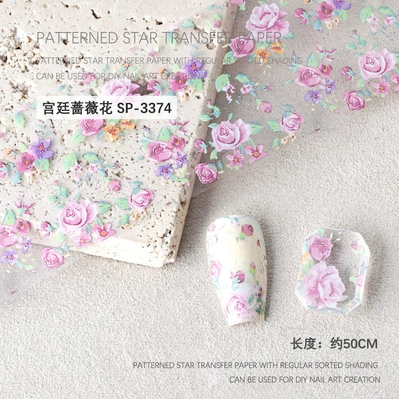 Rose Flower Nail Art Foils Transfer Paper Stickers Designs Floral Zpaxo SP-3374