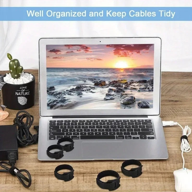 Releasable Cable Organizer Ties Mouse Earphones Wire Management Nylon Cable Ties Reusable Loop Hoop Tape Straps Tie Zpaxo