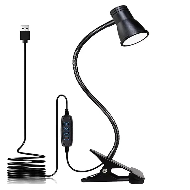 POCKETMAN Dimmable LED Clip Desk Lamp – 3 Colors, USB
