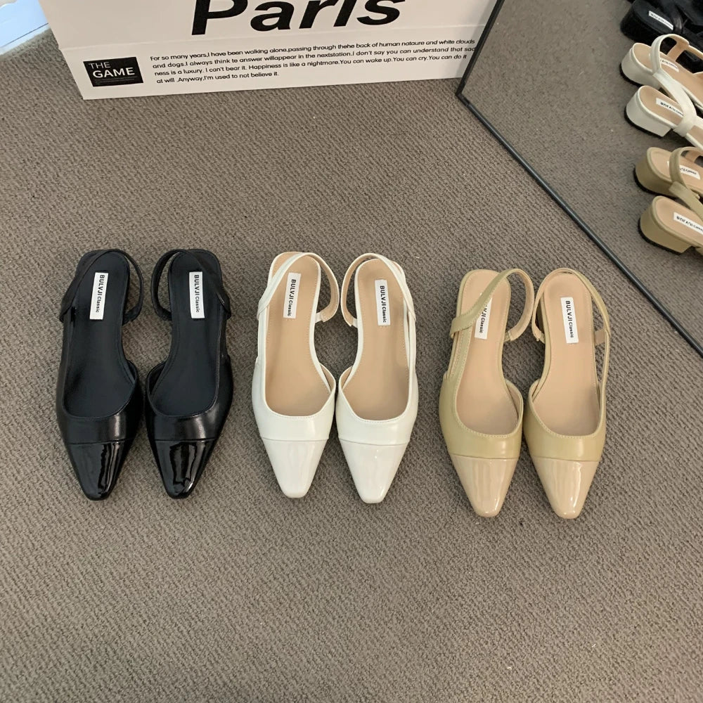 Low Heel Baotou Sandals Women's French Nude Color Pointed Small Fragrant Style Ladies Thick Heels Back Air Style Single Shoes Zpaxo