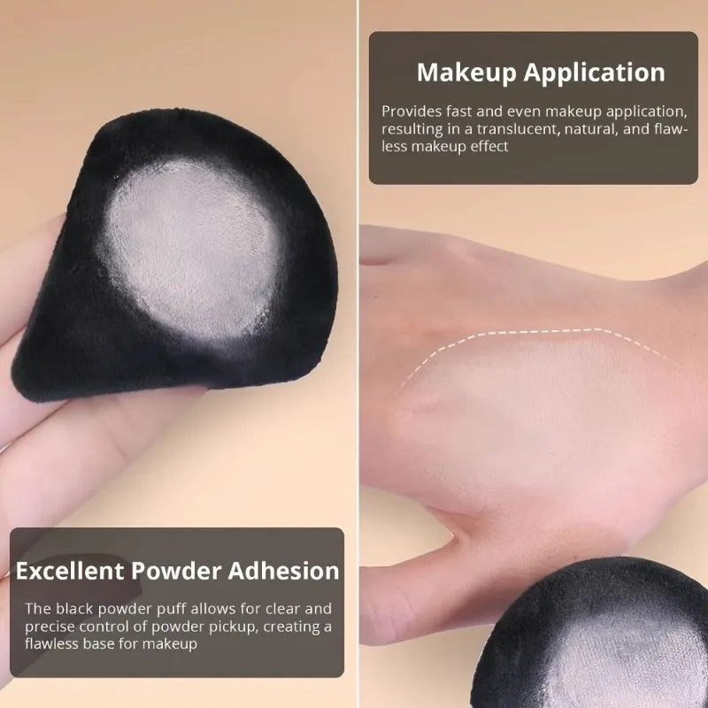 2- Black Triangle Powder Puff Loose Liquid Cosmetics Soft Plush