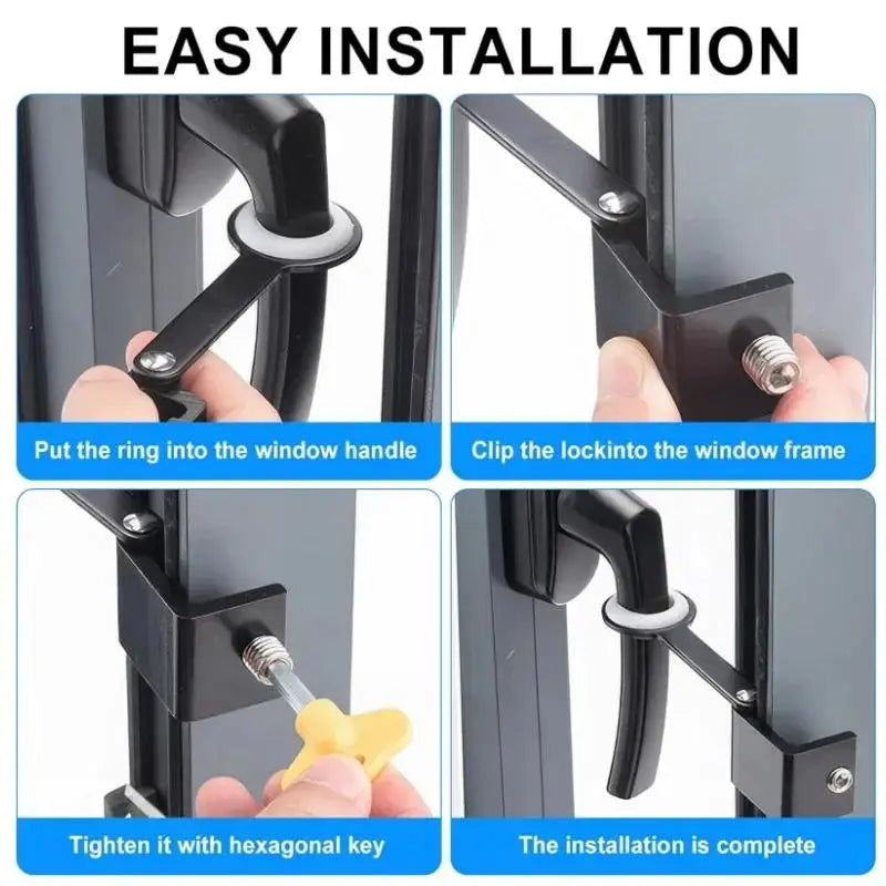 1Set Home Guard Locking Buckle Free Punch Metal Window Lock Limiter Windows Handle Restrictor Lock Kids Safety Protection Locks Zpaxo