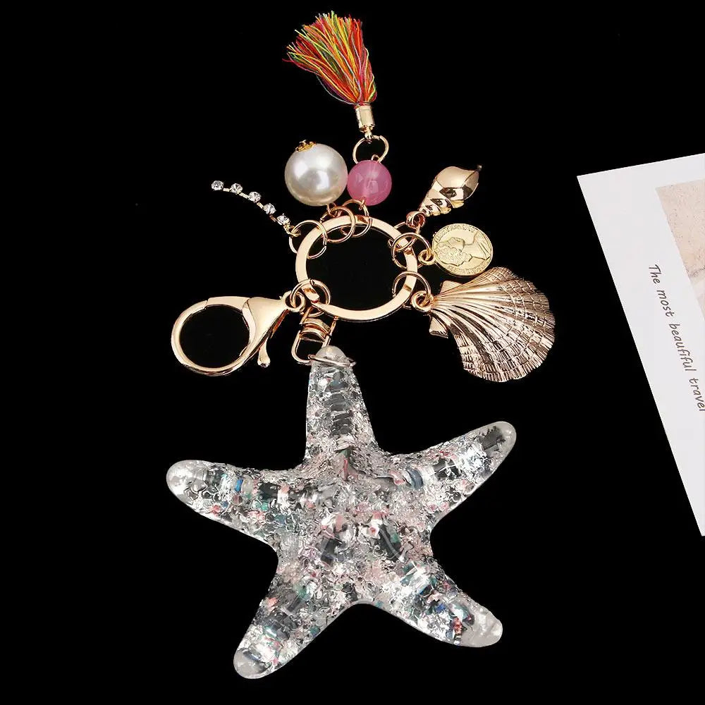 Chain Women Shell Starfish Pendant Accessories Key Ring Shell Keychain Starfish Keychain Key Chains Zpaxo
