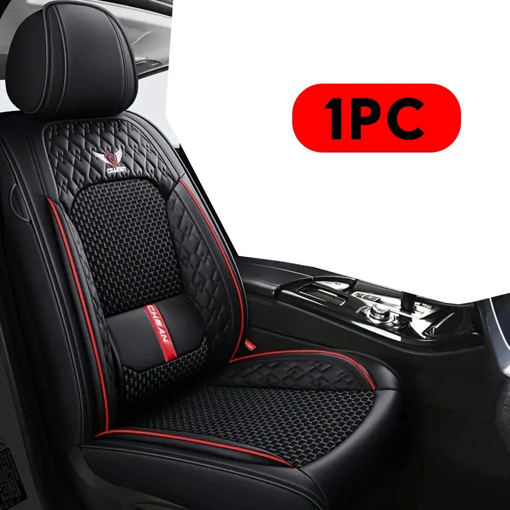 1/2PCS Full Seat Breathable PU Leather Breathable Luxury Car Seat Covers High-Quality Waterproof Scratch-Resistant Universal Car Zpaxo 1PC BALCK