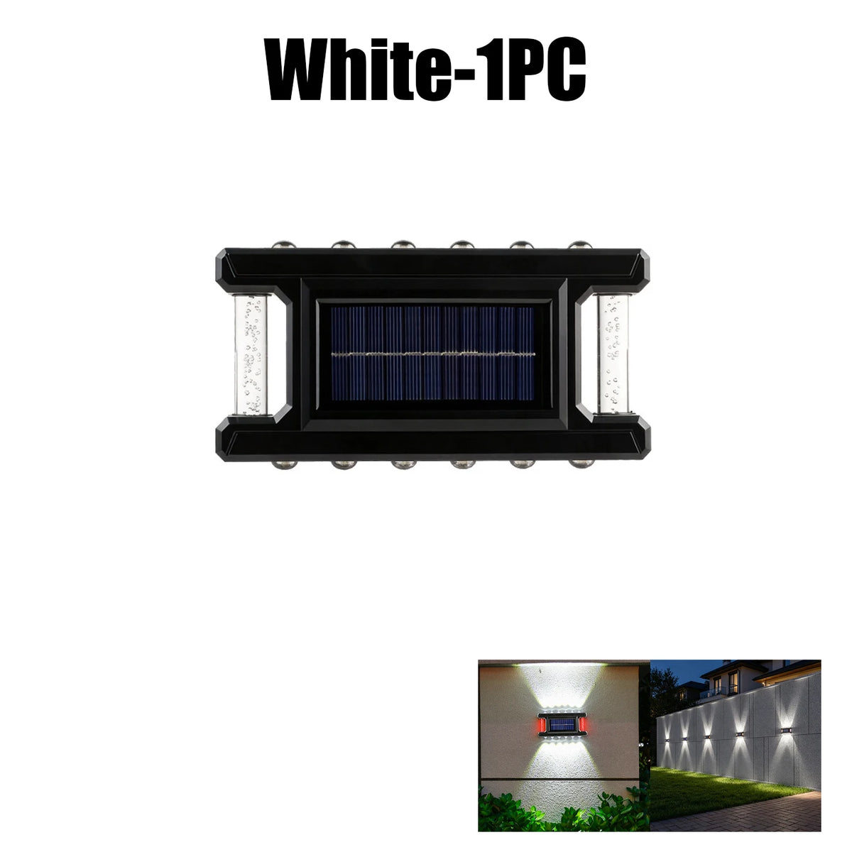 Outdoor Solar Wall Lamp Rainproof Design Garden Courtyard Light Fence Zpaxo White 1PC
