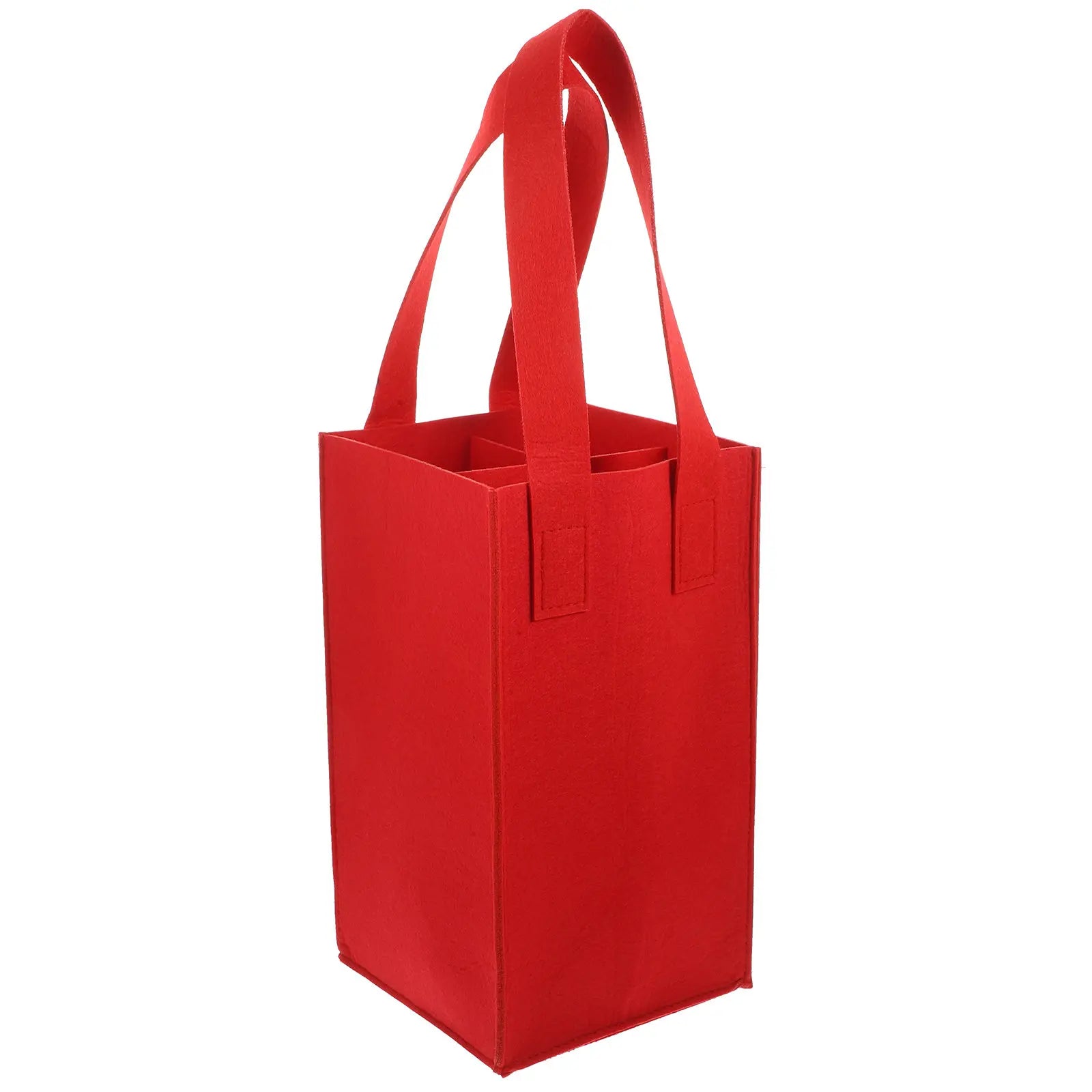 Red Wine Bag Felt Bottle Carrier Holds 4 Bottles Reusable Portable