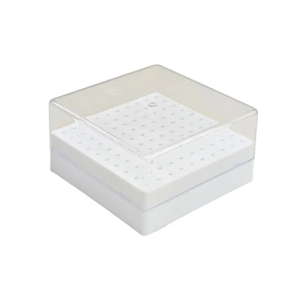 100 Holes Nail Drill Bits Organizer Portable Dustproof Art Storage Zpaxo White