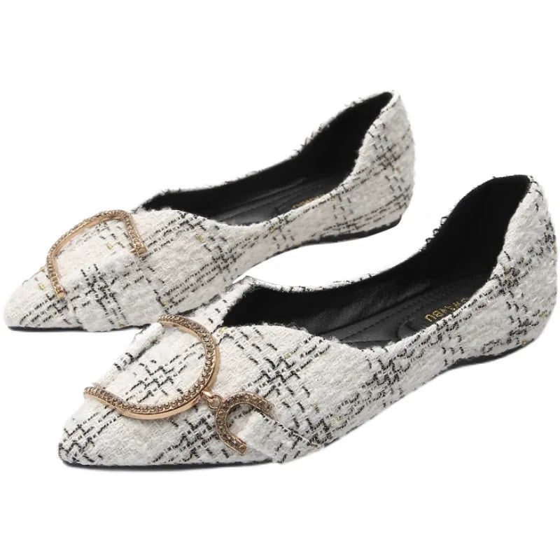 Flats Shoe Women's 2023 New Spring Autumn Korean Square Toe Shallow Gentle Fashion Temperament Large Size Woman Shoes Luxury Zpaxo