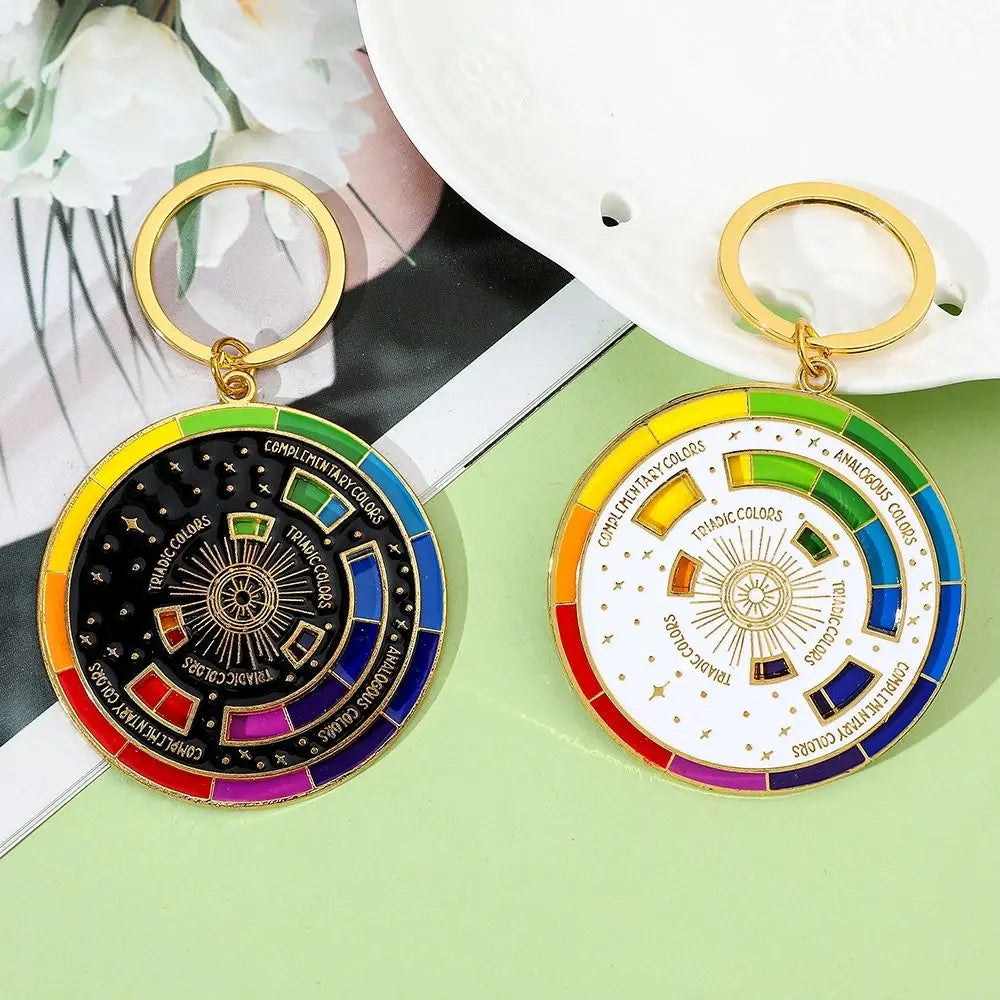 Color Wheel Spinning Color Compass Keychain Palette Rotatable Spinning Compass Metal Pendant Creative Metal Zpaxo