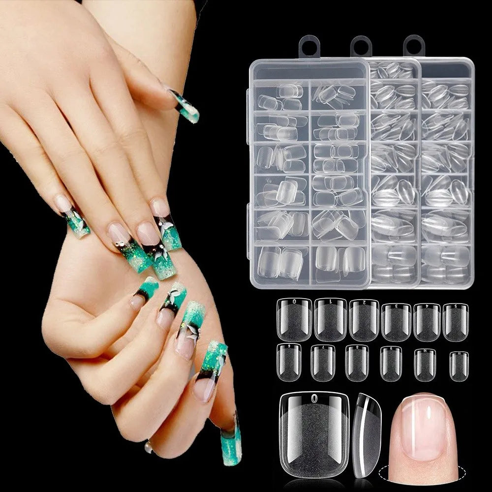 120 Short Square Nail Tips Half Matte Almond Shape False Nails Zpaxo