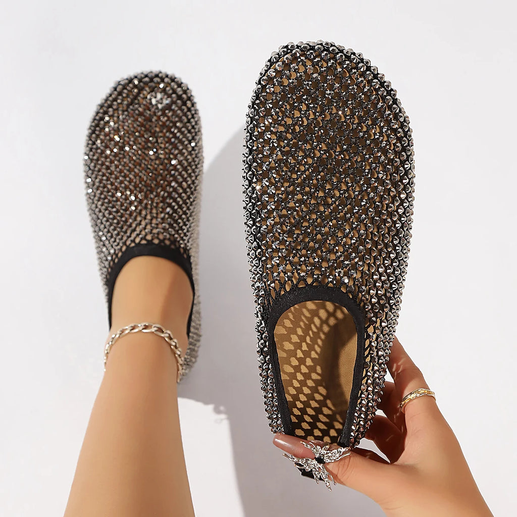 Women Sandals Round Toe Sandals Hollow Short Boots Water Diamond Sexy Flat Shoes Fashion Banquet Shoes Women Zapatos De Mujer Zpaxo