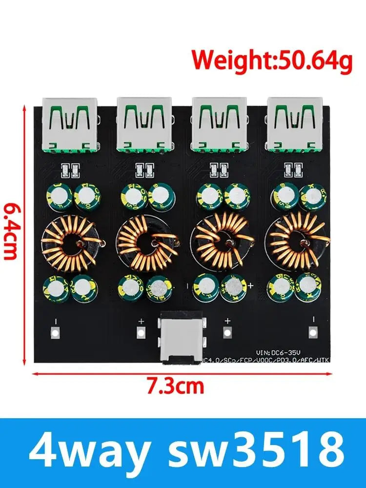 1 2 4 Way USB Type-C Mobile Phone Quick Charge Adapter 6-35V Step Down Buck Boost Module SW3518 For Huawei QC4.0 QC3.0 Zpaxo 4WAY sw3518