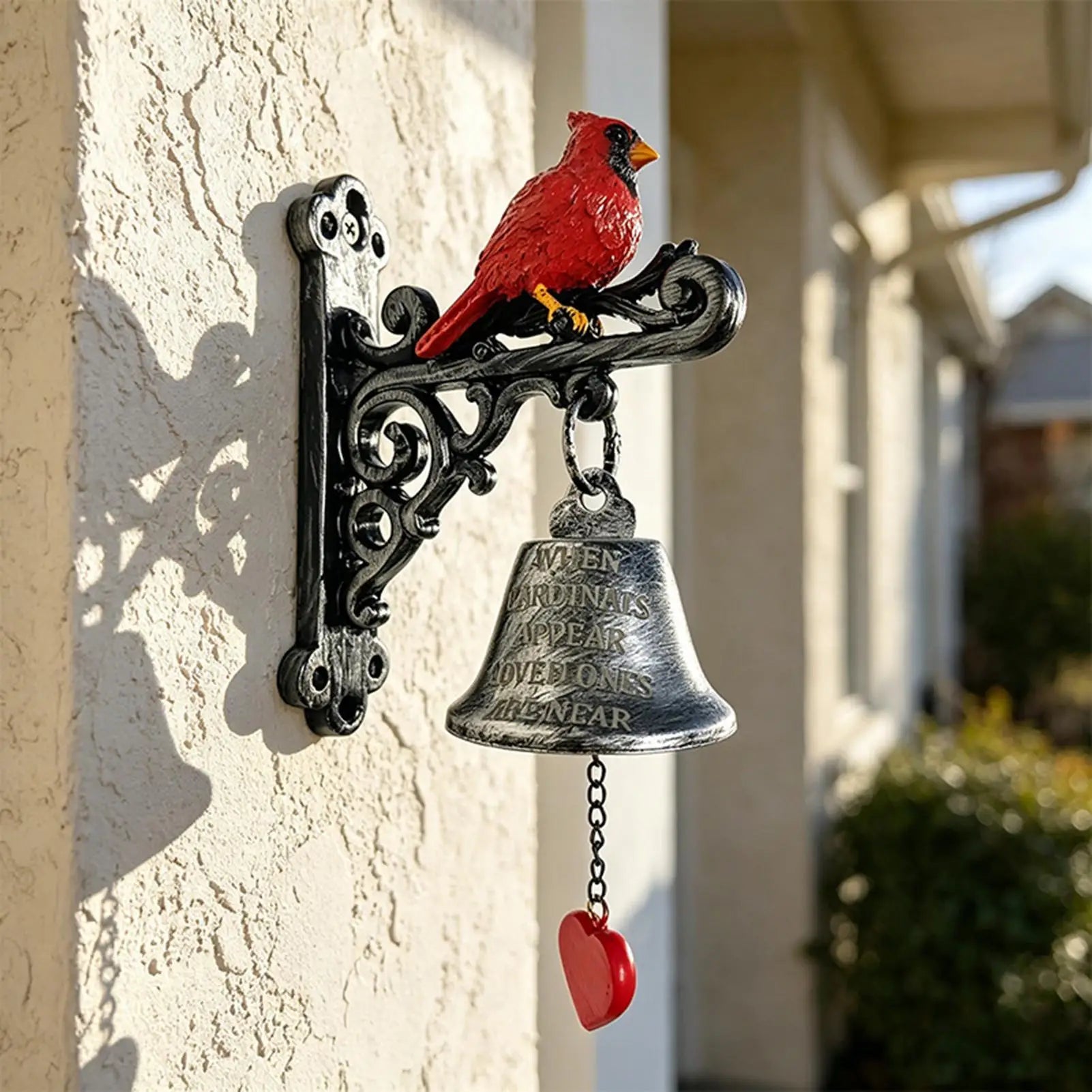 Outdoor Dinner Bell Wall Mounted Retro Decoration Red Cardinal Bird