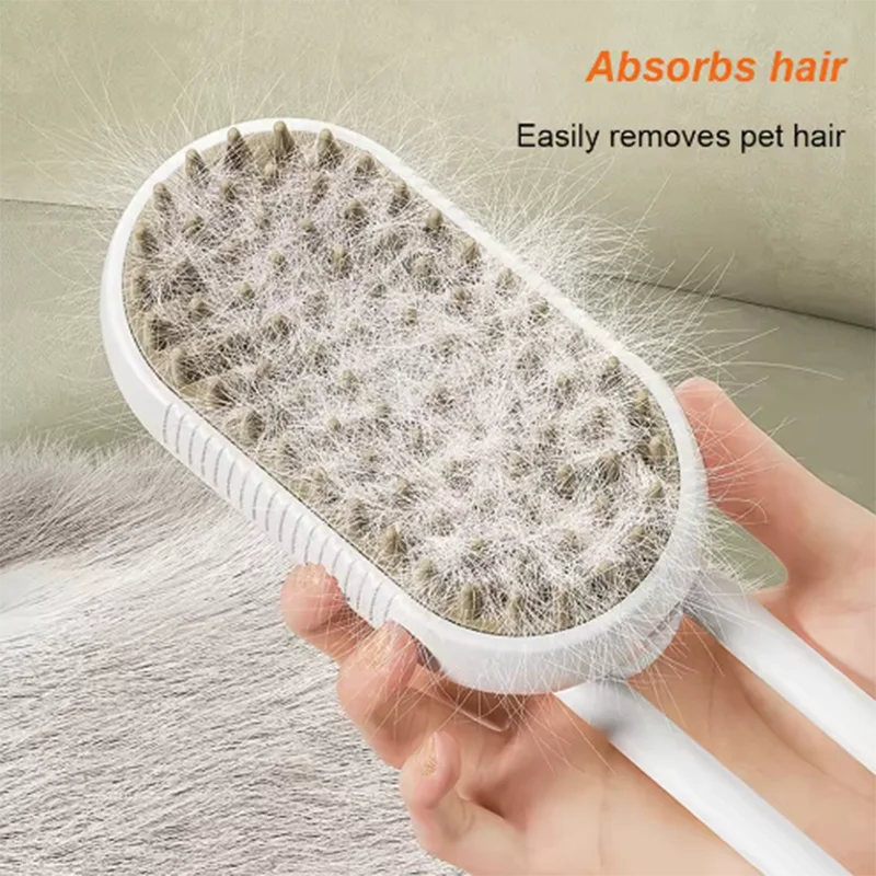 New Cat Dog Pet Spray Massage Brush One Button Steam Spray Folding Rotatable Floating Hair Bath Hair Removal Brush Comb Zpaxo