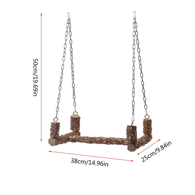 Bird Toys Wooden Perch Toy for Large Birds Natural Wood Parrot Swing Chew Toy Easy to Install for African Greys Mini Macaws Zpaxo