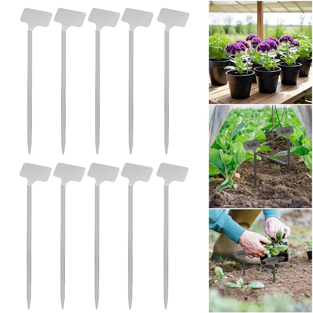 10Pcs Garden Stake Tags Weatherproof Stainless Steel Garden Markers Plant Markers for Plants Vegetables Seedlings Flowers Zpaxo