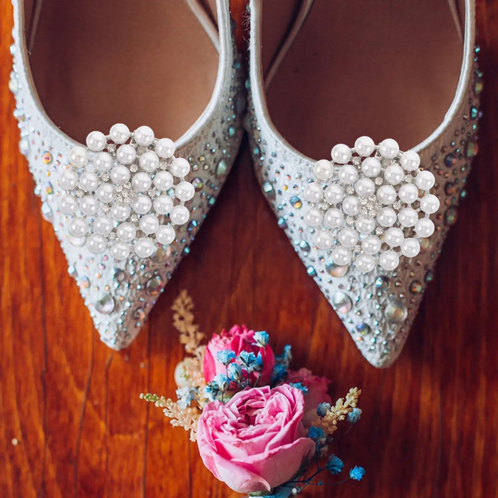Bling Shoe Clips Luxury Pearl Rhinestone Design Wedding Embellishment