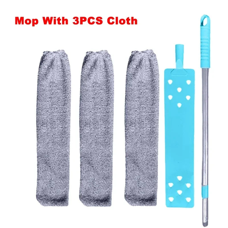 Long Handle Mop Telescopic Duster Brush Gap Dust Cleaner Bedside Sofa Zpaxo Mop With 3PCS Cloth
